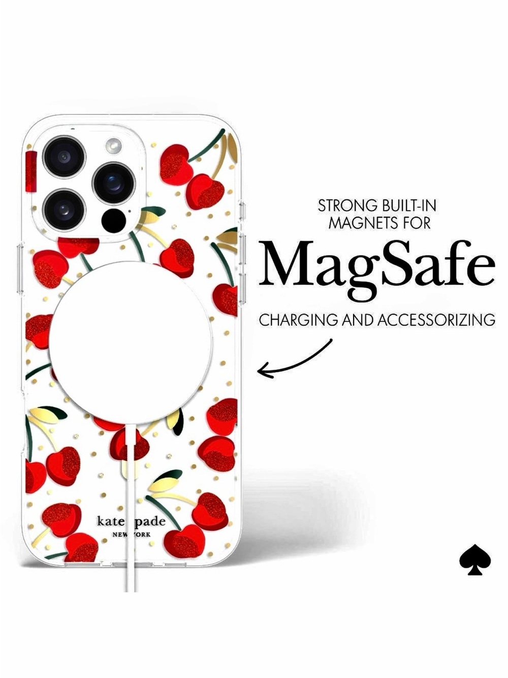 KATE SPADE Cherry Dot MagSafe IPhone 16 Pro Max hardshell phone case❤️❤️ - Picture 5 of 10